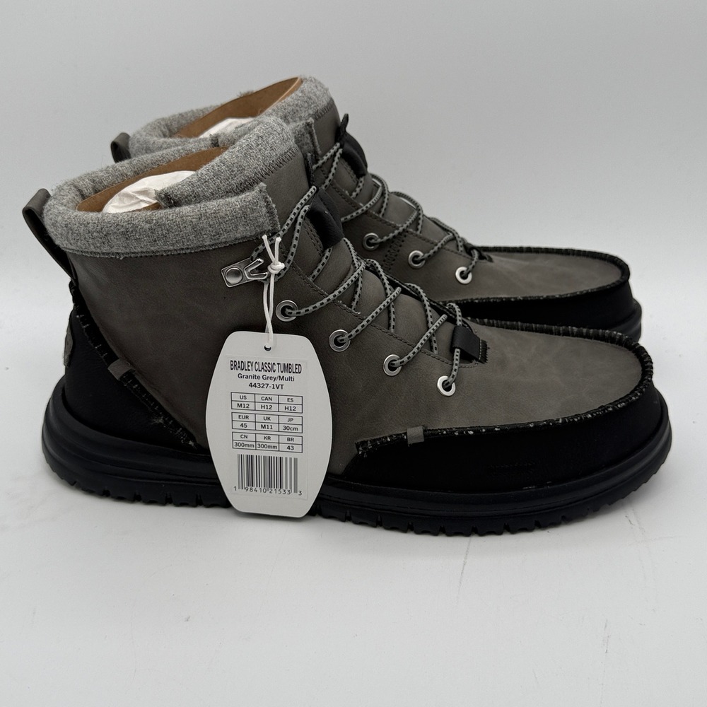 HEYDUDE Bradley Classic Tumbled Shoes Mens Size 12 Granite Grey Multi 44327-1VT